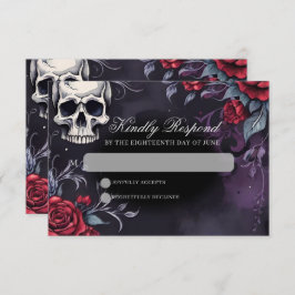 Gothic Skull & Rose Elegante Dunkle Hochzeit RSVP Karte