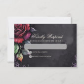Gothic Skull & Rose Elegante Dunkle Hochzeit RSVP Karte (Vorderseite)