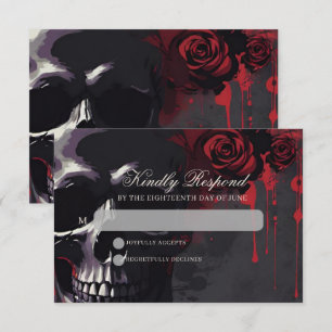 Gothic Skull & Rose Elegante Dunkle Hochzeit RSVP Karte