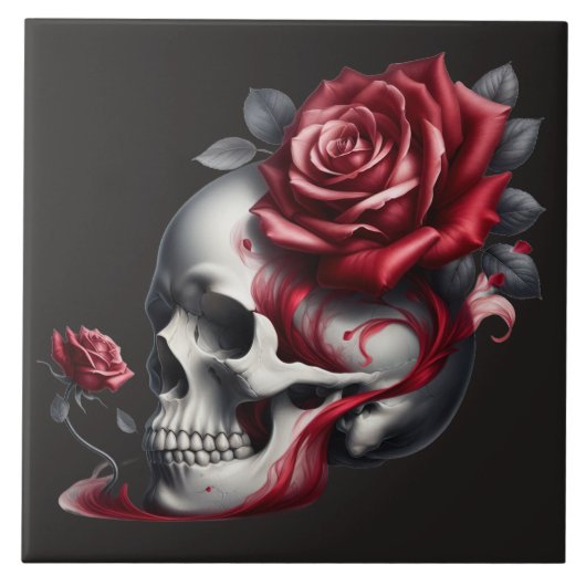 Gothic Skull Rose  Fliese (Vorderseite)