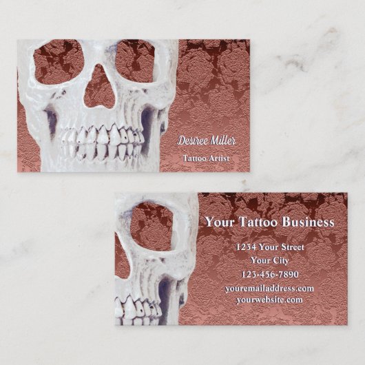 Gothic Skull Rose Gold Weißes Modern Elegant Visitenkarte (Vorne/Hinten)