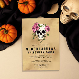 Gothic Skull & Rose | Halloween-Party Einladung