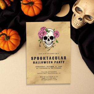 Gothic Skull & Rose   Halloween-Party Einladung