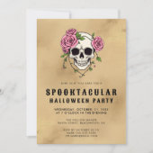 Gothic Skull & Rose | Halloween-Party Einladung (Vorderseite)