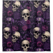 Gothic Skull-Rose Lila Duschvorhang (Vorderseite)