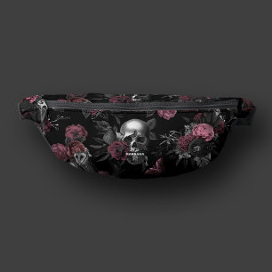 Gothic Skull Rose Owl Burgundy Pink Elegant Bauchtasche