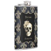 Gothic Skull Rose Personalisiert Flask Flachmann (Rechts)
