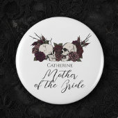 Gothic Skull & Rose Wedding Party Button