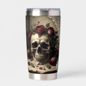 Gothic Skull Rosen Monogramm Dark Academia Design Thermobecher (Vorderseite)