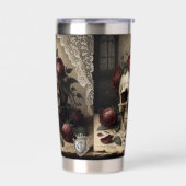 Gothic Skull Rosen Monogramm Dark Academia Design Thermobecher (Links)