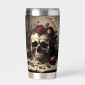 Gothic Skull Rosen Monogramm Dark Academia Design Thermobecher (Rückseite)