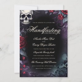 Gothic Skull & Roses Purple Black Handfasting Einladung
