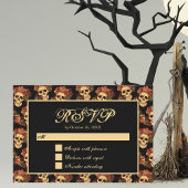 Gothic Skull Rote Rose Black Halloween Hochzeit RSVP Karte