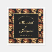 Gothic Skull Rote Rose Black Halloween Hochzeit Serviette (Vorderseite)