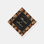 Gothic Skull Rote Rose Black Halloween Hochzeit Serviette (Ecke)