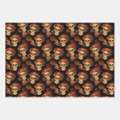 Gothic Skull Rote Rose Black Halloween Muster Geschenkpapier Set (Vorderseite)