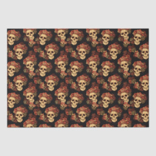 Gothic Skull Rote Rose Black Halloween Muster Seidenpapier
