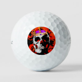 Gothic Skull-Rote Rosen Golfball