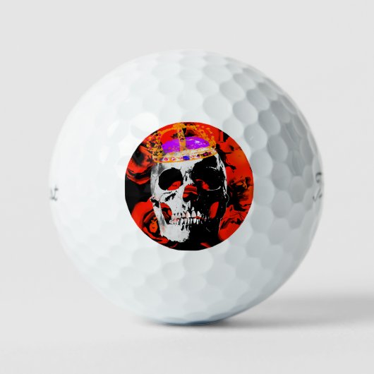 Gothic Skull-Rote Rosen Golfball (Vorderseite)
