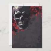 Gothic Skull & Rote Rosen Halloween Handfasts Einladung (Rückseite)
