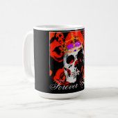 Gothic Skull-Rote Rosen Kaffeekochen Tasse (Vorderseite Links)
