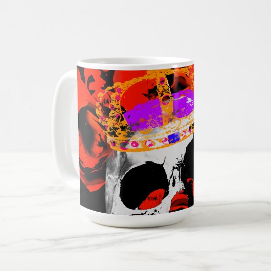 Gothic Skull-Rote Rosen Kaffeetasse (Vorderseite Links)