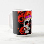 Gothic Skull-Rote Rosen Kaffeetasse (Vorderseite Links)
