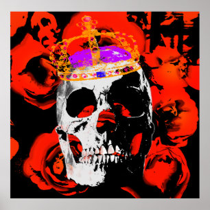 Gothic Skull-Rote Rosen Poster