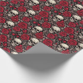 Gothic Skull & Rote Rosen Toile Muster Geschenkpapier (Ecke)