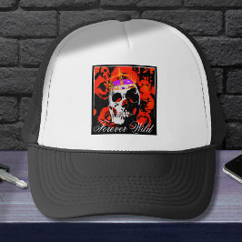 Gothic Skull-Rote Rosen Truckerkappe