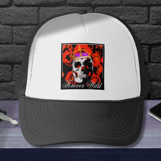 Gothic Skull-Rote Rosen Truckerkappe