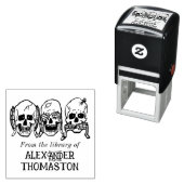 Gothic Skull See Hear Speak No Evil Library Book Permastempel (Beispiel)