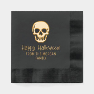 Gothic Skull Silhouette Frohes Halloween Name Servietten Mit Folie