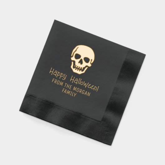 Gothic Skull Silhouette Happy Halloween Name Servietten Mit Folie (Links)