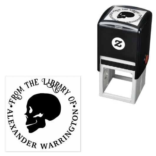 Gothic Skull Skeleton "aus der Bibliothek" Buch Permastempel (Beispiel)