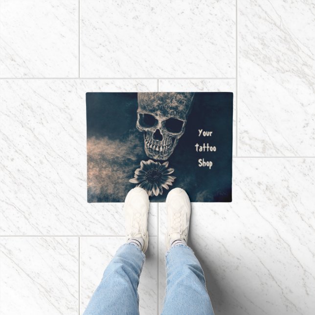 Gothic Skull Sonnenblume Vintag Antique Fußmatte (Indoor)