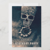 Gothic Skull Sonnenblumen RIP zu ihren 20ern Einladung (Vorderseite)