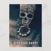 Gothic Skull Sonnenblumen RIP zu ihren 20ern Einladungspostkarte (Vorderseite)