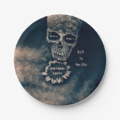 Gothic Skull Sonnenblumen RIP zu ihren 20ern Pappteller (Vorderseite)