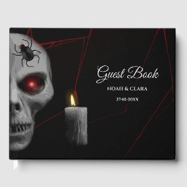 Gothic Skull Spider Candle - Dark Moody Halloween Gästebuch