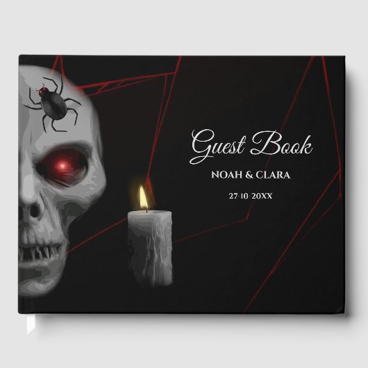 Gothic Skull Spider Candle - Dark Moody Halloween Gästebuch (Vorderseite)
