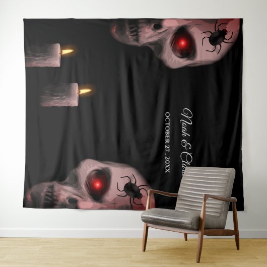 Gothic Skull Spider Candle - Dark Moody Halloween Wandteppich (Beispiel (Horizontal))