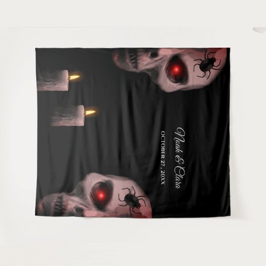 Gothic Skull Spider Candle - Dark Moody Halloween Wandteppich (Vorderseite (Horizontal))