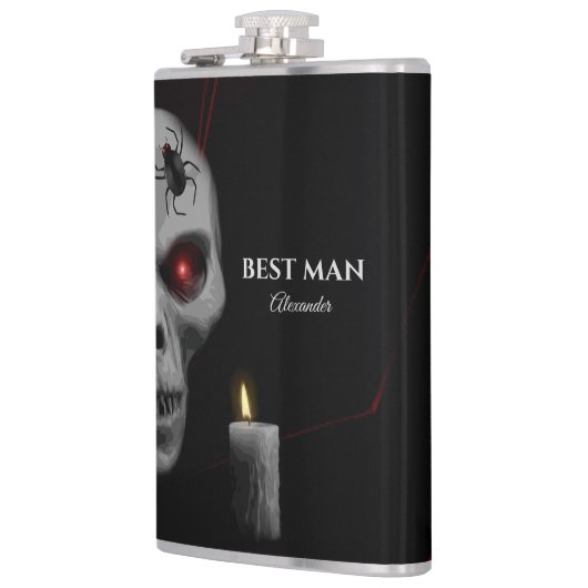 Gothic Skull Spider Candle - Dunkles, graues Hallo Flachmann (Links)