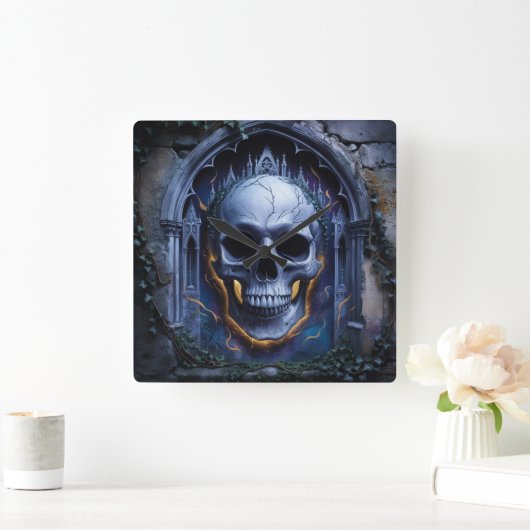 Gothic Skull Symphony Design Clock Quadratische Wanduhr (Zuhause)