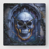 Gothic Skull Symphony Design Clock Quadratische Wanduhr (Vorderseite)