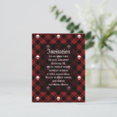 Gothic Skull Tartan Kariert Einladung (Stehend Vorderseite)