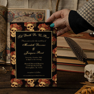 Gothic Skull Till Death Do Us Part Black Wedding Einladung