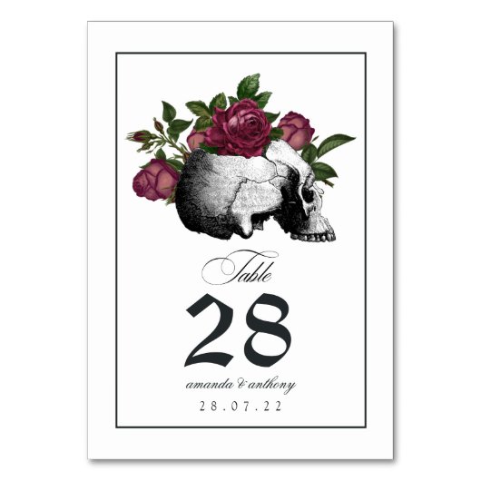 Gothic Skull-Tischnummer Tischnummer (Rückseite)