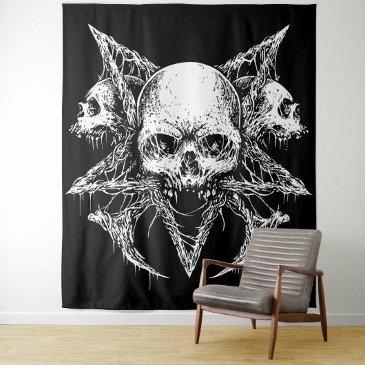 Gothic Skull Trio Wandteppich (Beispiel)